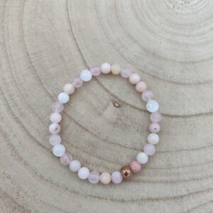 Bracelet « Amour » Opale Rose et Quartz Rose